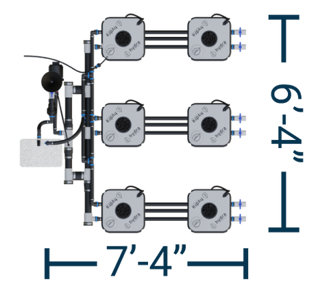 HydraMax 6 Bucket, 3 Row Professional RDWC System