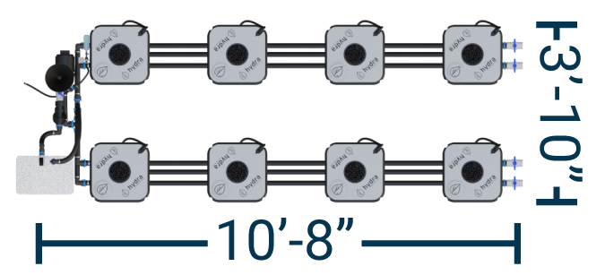 HydraMax 8 Bucket, 2 Row Professional RDWC System