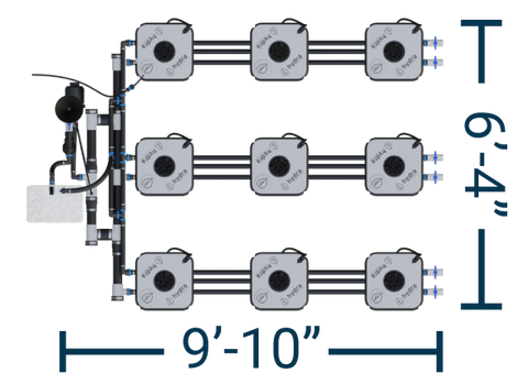 HydraMax 9 Bucket, 3 Row Professional RDWC System