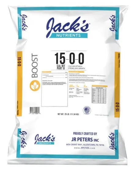 Jack's Nutrients 15-0-0 Calcium Nitrate Part B Fertilizer, 25 lb