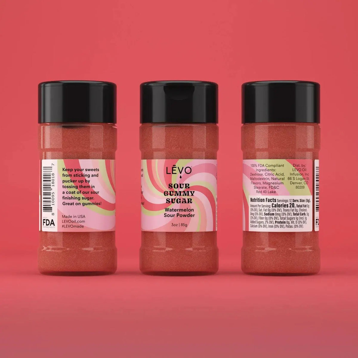 LĒVO Sour Gummy Sugar - Watermelon