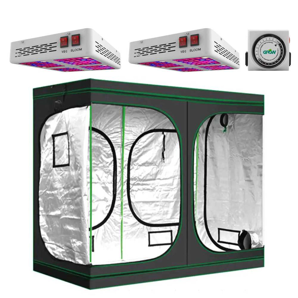 Megaphoton Grow Tent Kit & 2 LED Grow Lights, 8ft x 4ft x 6.5ft