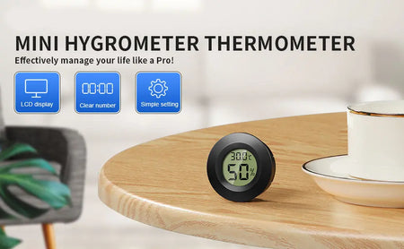 Mini Thermo-Hygrometer Digital Humidity & Temperature Gauge w/ LCD Display