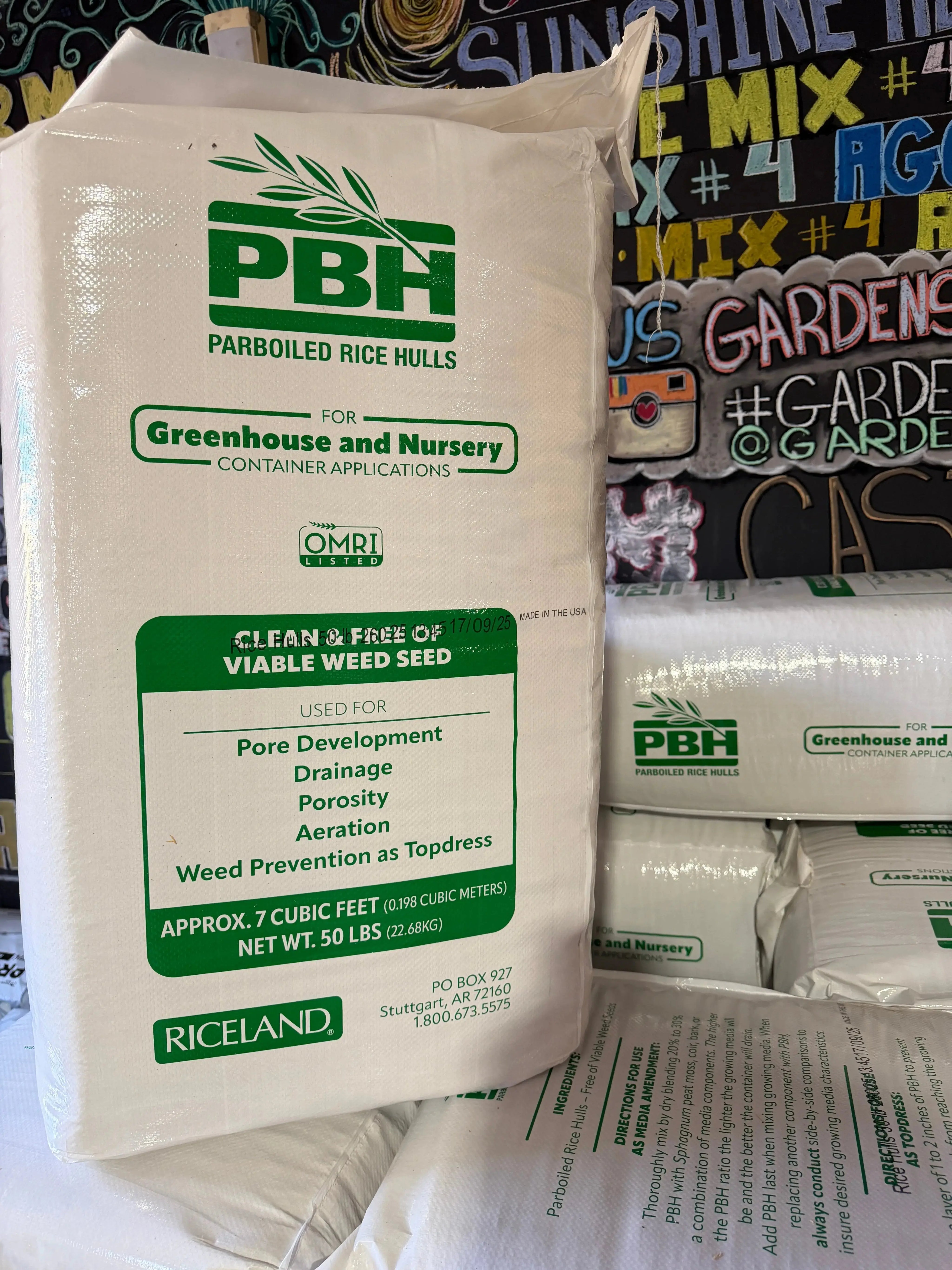 Organic Rice Hulls 50lb Bulk Bag OMRI, 7 cu ft