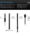 Soil Sensor Probe for Controller AI+, Monitors Moisture and Saturation Levels IP67