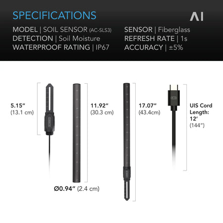 Soil Sensor Probe for Controller AI+, Monitors Moisture and Saturation Levels IP67