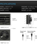 AC Infinity AIRLIFT T12, SHUTTER EXHAUST VENTILATION FAN 12", TEMPERATURE AND HUMIDITY CONTROLLER AC Infinity