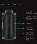 AC Infinity AUSTRALIAN CHARCOAL CARBON AIR DUCT FILTER XL, 4" AC Infinity