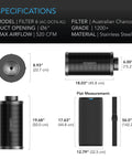 AC Infinity AUSTRALIAN CHARCOAL CARBON AIR DUCT FILTER XL, 6" AC Infinity