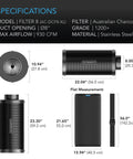 AC Infinity AUSTRALIAN CHARCOAL CARBON AIR DUCT FILTER XL, 8" AC Infinity