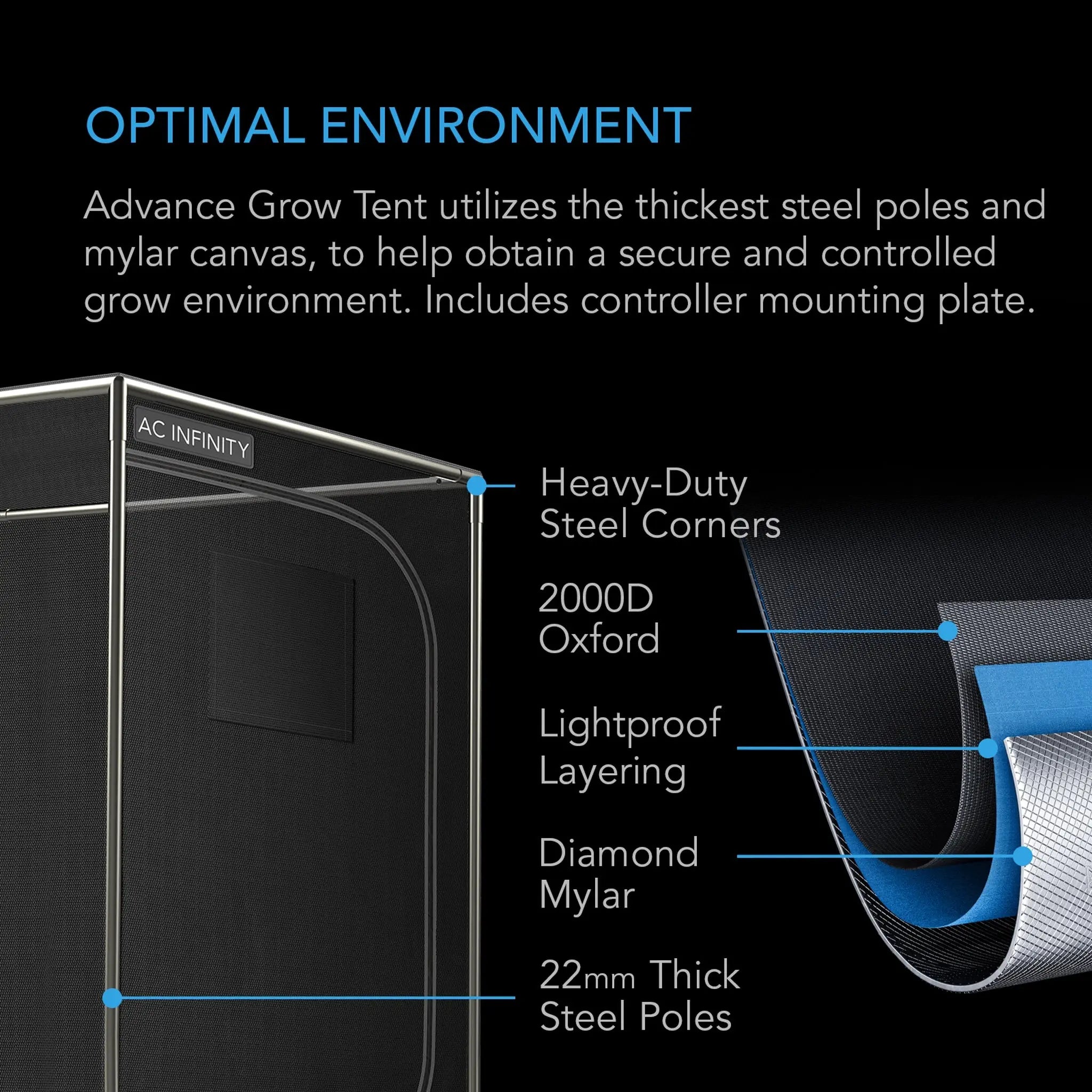 AC Infinity Advance Grow Tent System 3x3, 3-Plant Kit, Integrated Smart Controls To Automate Ventilation, Circulation, Full Spectrum Led Grow Light AC Infinity