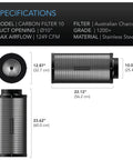 AC Infinity Australian Charcoal Carbon Air Duct Filter, 10" AC Infinity