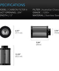 AC Infinity Australian Charcoal Carbon Air Duct Filter, 4" AC Infinity