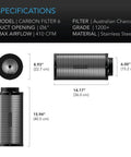 AC Infinity Australian Charcoal Carbon Air Duct Filter, 6" AC Infinity