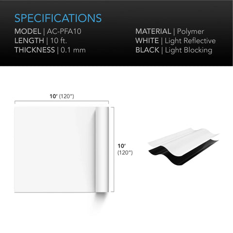 AC Infinity BLACK & WHITE PANDA FILM, WATERPROOF REFLECTIVE SHEET, 10 X 10 FT. AC Infinity