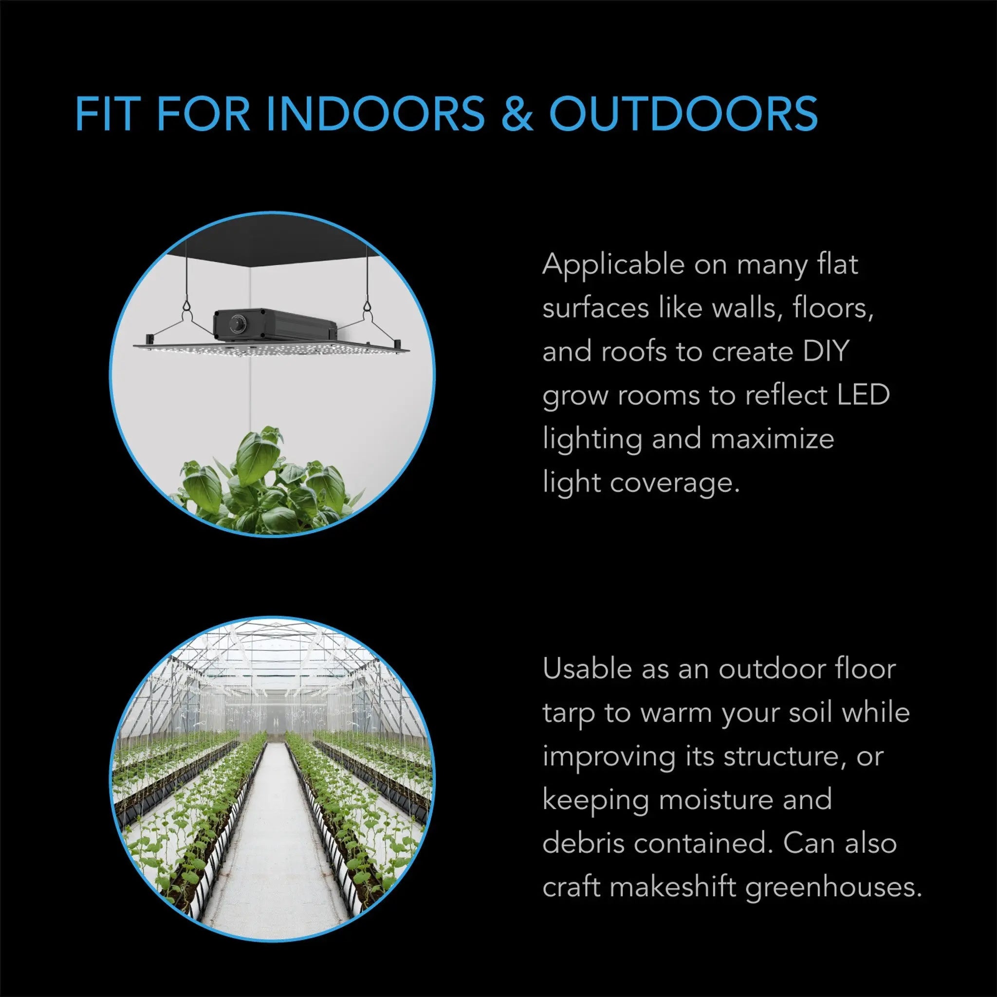 AC Infinity BLACK & WHITE PANDA FILM, WATERPROOF REFLECTIVE SHEET, 10 X 25 FT. AC Infinity