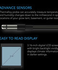 AC Infinity CLOUDCOM B1 Smart Thermo-Hygrometer With Data App, 12' Sensor Probe AC Infinity