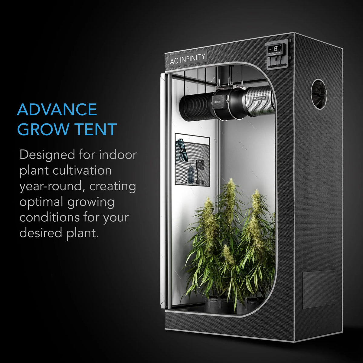 AC Infinity CLOUDLAB 816, ADVANCE GROW TENT 10X5, 2000D DIAMOND MYLAR CANVAS, 120" X 60" X 80" AC Infinity