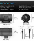 AC Infinity CLOUDLINE S8, Quiet Inline Duct Fan System with Speed Controller, 8" AC Infinity