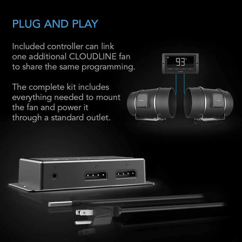 AC Infinity CLOUDLINE T10 Inline Duct Fan System w/ Temp and Humidity Bluetooth Controller, 10" AC Infinity