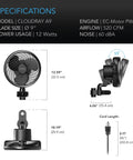 AC Infinity CLOUDRAY A9 GROW TENT CLIP FAN 9 WITH 10 SPEEDS, EC-MOTOR, MANUAL SWIVEL AC Infinity