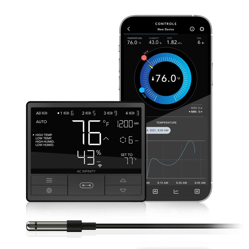 AC Infinity CONTROLLER 69 PRO WIFI, INDEPENDENT PROGRAMS FOR FOUR DEVICES, DYNAMIC TEMP, HUMIDITY, ON/OFF CYCLES + DATA APP AC Infinity