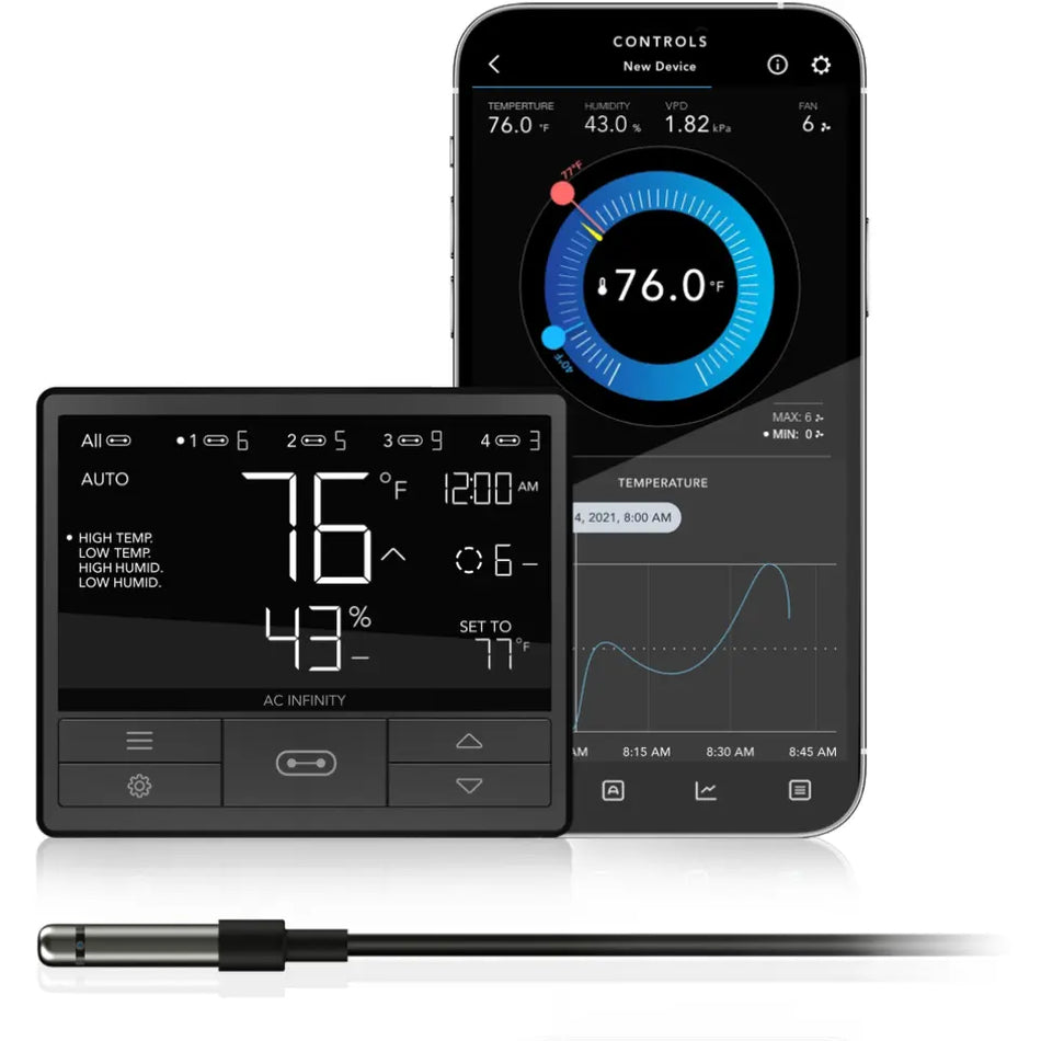 AC Infinity CONTROLLER 69, INDEPENDENT PROGRAMS FOR FOUR DEVICES, DYNAMIC TEMP, HUMIDITY, ON/OFF CYCLES + DATA APP AC Infinity