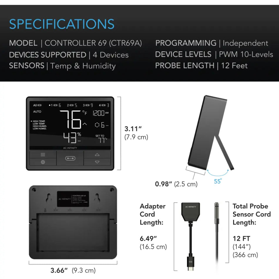 AC Infinity CO2 Controller, Smart Outlet Carbon Dioxide Monitor for CO2 Regulators and Inline Fans