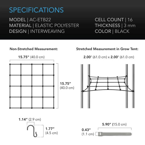 AC Infinity Grow Tent Trellis Netting, 2' x 2