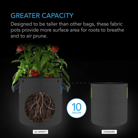 AC Infinity HEAVY DUTY FABRIC POTS, 10 GALLON, 5-PACK AC Infinity