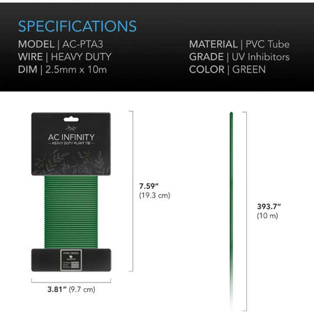 AC Infinity HEAVY-DUTY TWIST TIES, THIN RUBBERIZED TEXTURE, 10M AC Infinity