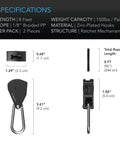 AC Infinity Heavy-Duty Adjustable Rope Ratchet Clip Hanger, One Pair AC Infinity