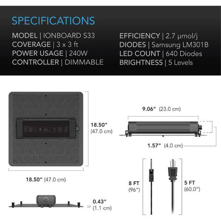 AC Infinity IONBOARD S33 Full Spectrum LED Grow Light 240W AC Infinity