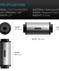 AC Infinity Inline Duct Fan Silencer, 8" AC Infinity