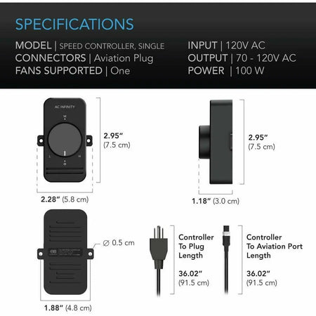 AC Infinity RAXIAL S4 Inline Booster Duct Fan with Speed Controller, 4" AC Infinity