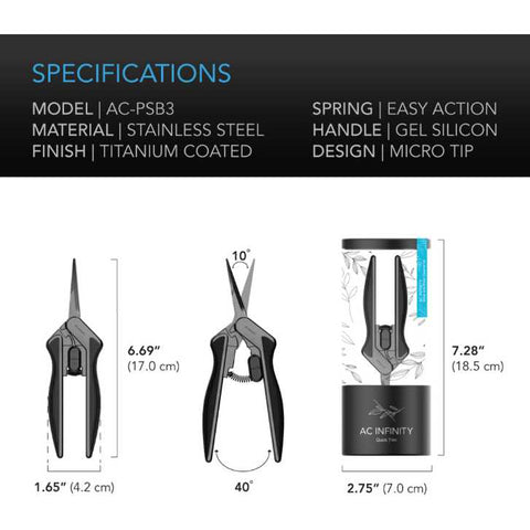 AC Infinity STAINLESS STEEL PRUNING SHEAR WITH CLEANING KIT, 6.6 STRAIGHT BLADES AC Infinity
