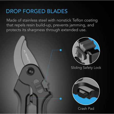 AC Infinity STAINLESS STEEL PRUNING SHEAR, 8 BYPASS BLADES AC Infinity