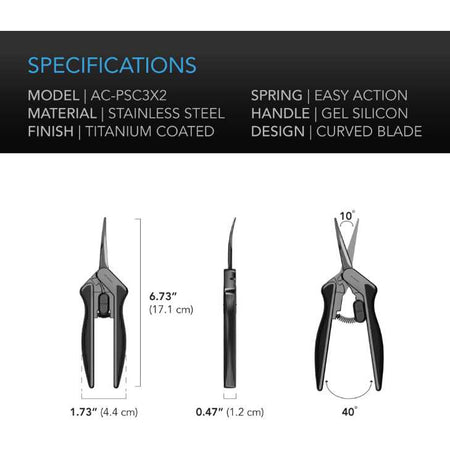 AC Infinity Stainless Steel Pruning Shear, Curved Blades, 6.6" AC Infinity