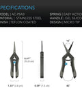 AC Infinity Stainless Steel Pruning Shear, Straight Blades, 6.6" AC Infinity