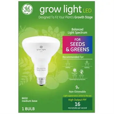 GE Lighting Grow Light Balanced Spectrum LED BR30, 9W GE Plant Lighting