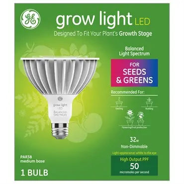 GE Lighting Grow Light Balanced Spectrum LED PAR38, 32W GE Plant Lighting