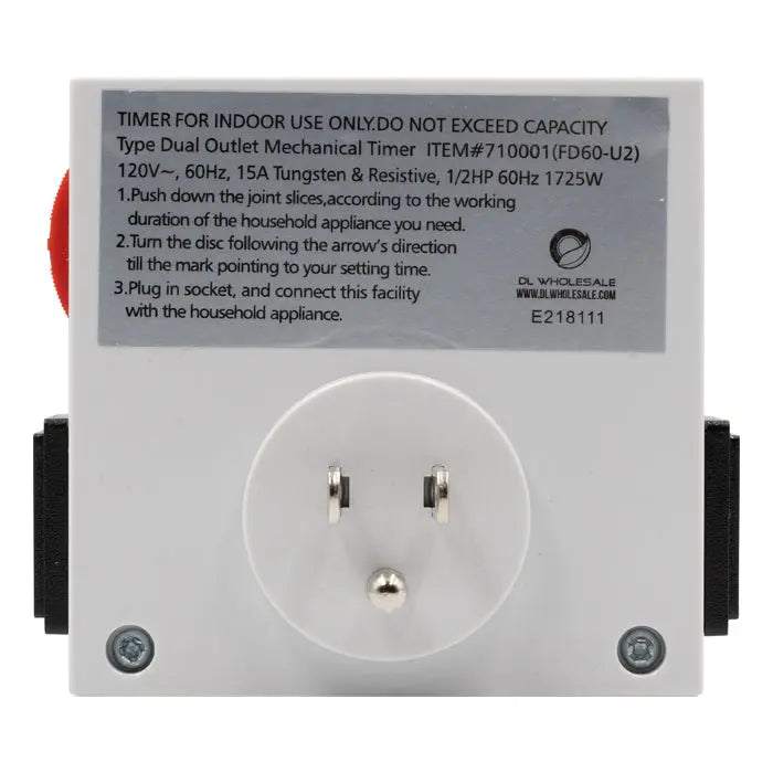 Grow1 120V Dual Outlet Mechanical Timer - Image 5