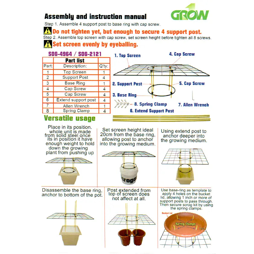 Grow1 Hydroponics SCROG Kit, 19" x 25" Grow1