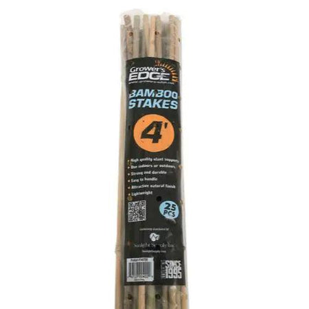 Grower's Edge® Natural Bamboo, 4' | Pack of 25 Growers Edge