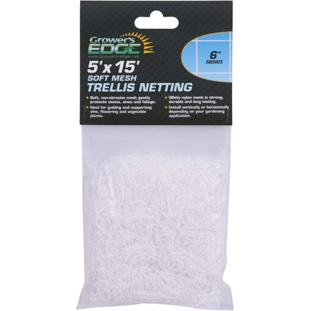 Grower's Edge® Soft Mesh Trellis Netting, 5' x 15' with 6" Squares | Case of 12 Growers Edge