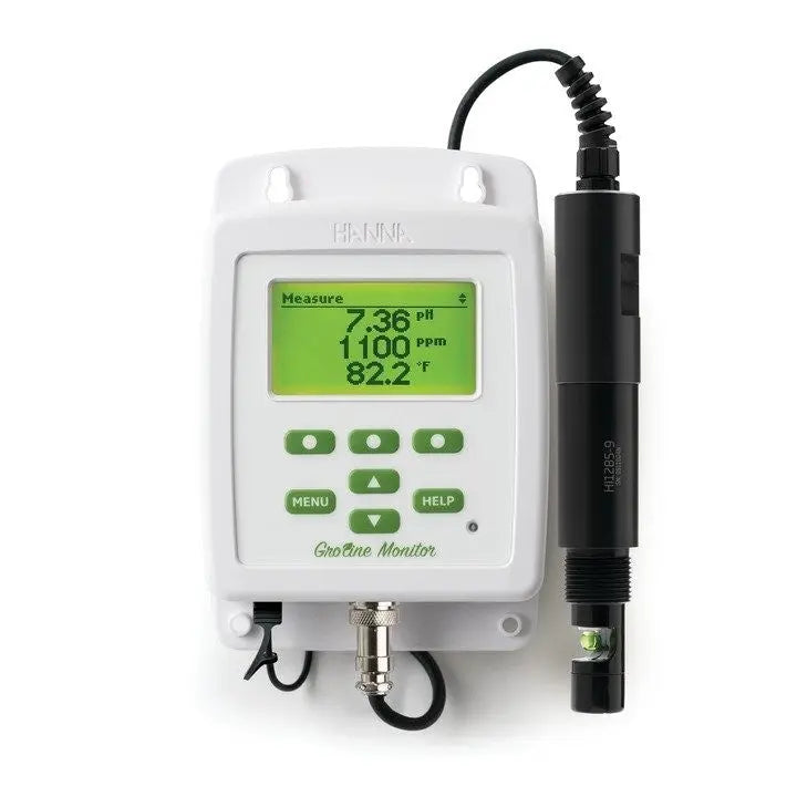 HANNA® GroLine Hydroponic Monitor w/ INLINE PROBE for pH, EC, TDS, Temperature Hanna Instruments