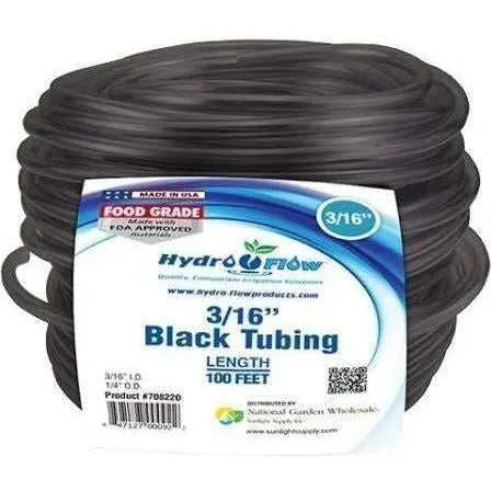 Hydro Flow® Vinyl Tubing Black, 3/16" ID - 1/4" OD, 100' Hydro Flow
