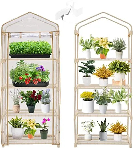 Indoor Garden Greenhouse 4-Tier with PVC Clear Cover