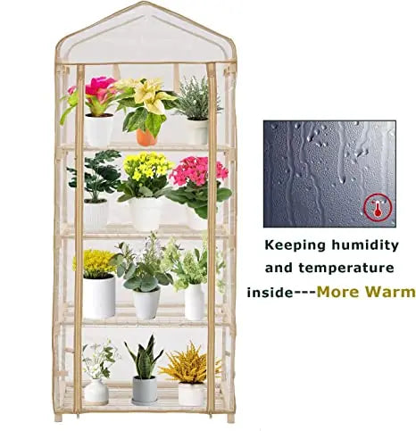 Indoor Garden Greenhouse 4-Tier with PVC Clear Cover