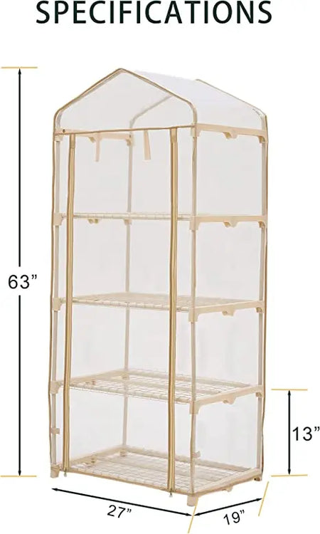 Indoor Garden Greenhouse 4-Tier with PVC Clear Cover